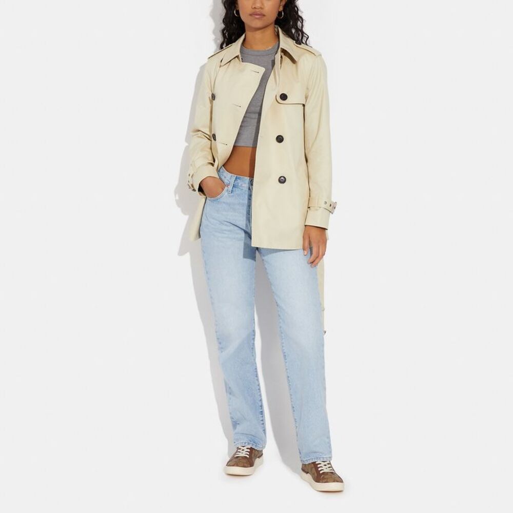 NWT Coach Outlet Solid Short Trench Coat - Picture 2 of 5